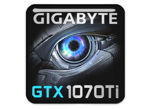 Gigabyte GeForce GTX 1070 Ti 1"x1" Chrome Effect Domed Case Badge / Sticker Logo