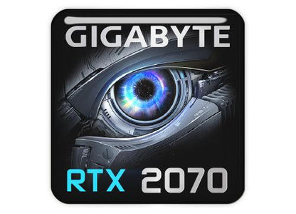 Gigabyte GeForce RTX 2070 1"x1" Chrome Effect Domed Case Badge / Sticker Logo