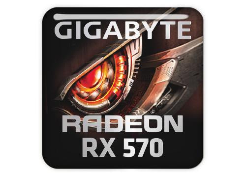 Gigabyte Radeon RX 570 1"x1" Chrome Effect Domed Case Badge / Sticker Logo