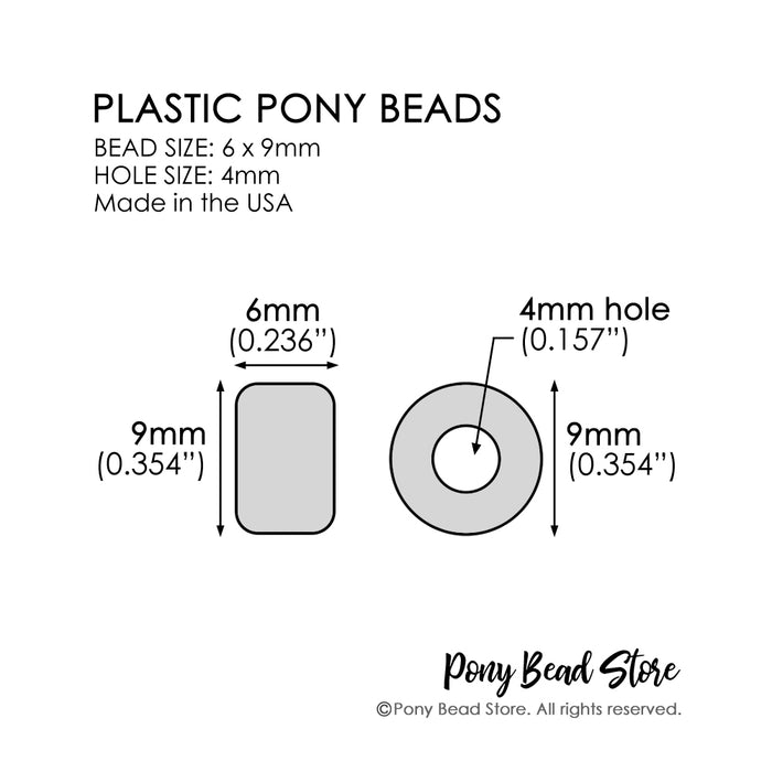 Gold Pearl Plastic Pony Beads, 6 x 9mm, 500 beads