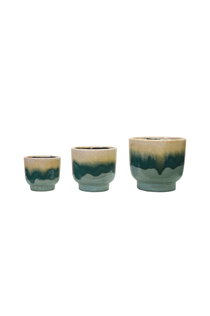 Creative Co-op Green Layers Footed Planter