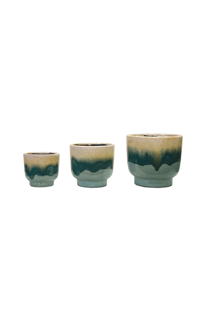 Creative Co-op Green Layers Footed Planter