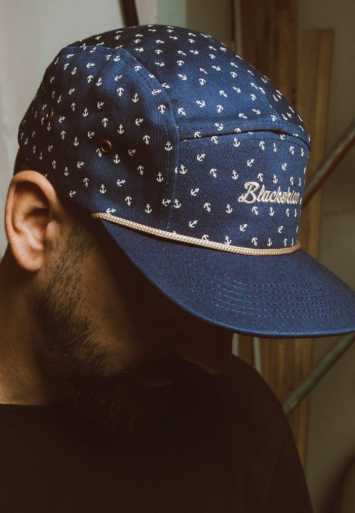 Blackskies Harbor 5-Panel Cap Maritime Blue Anchor Baseball Hat Five Surf Skate