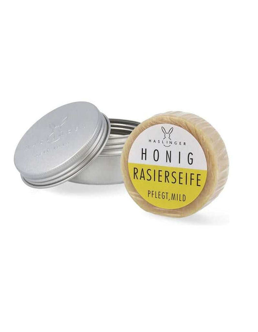 Honey shaving soap in tin for sensitive skin