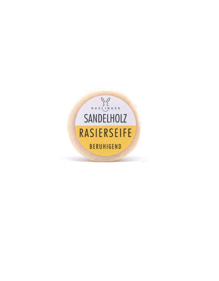Haslinger sandalwood shaving soap puck for sensitive skin
