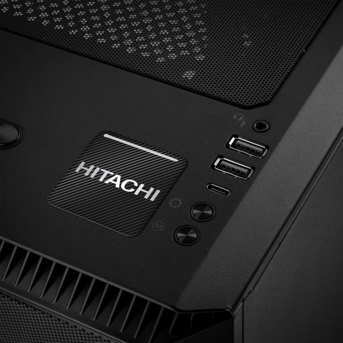 Hitachi 1"x1" Chrome Effect Domed Case Badge / Sticker Logo