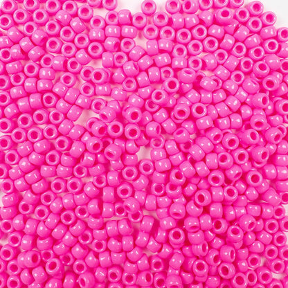6 x 9mm plastic pony beads in hot pink opaque