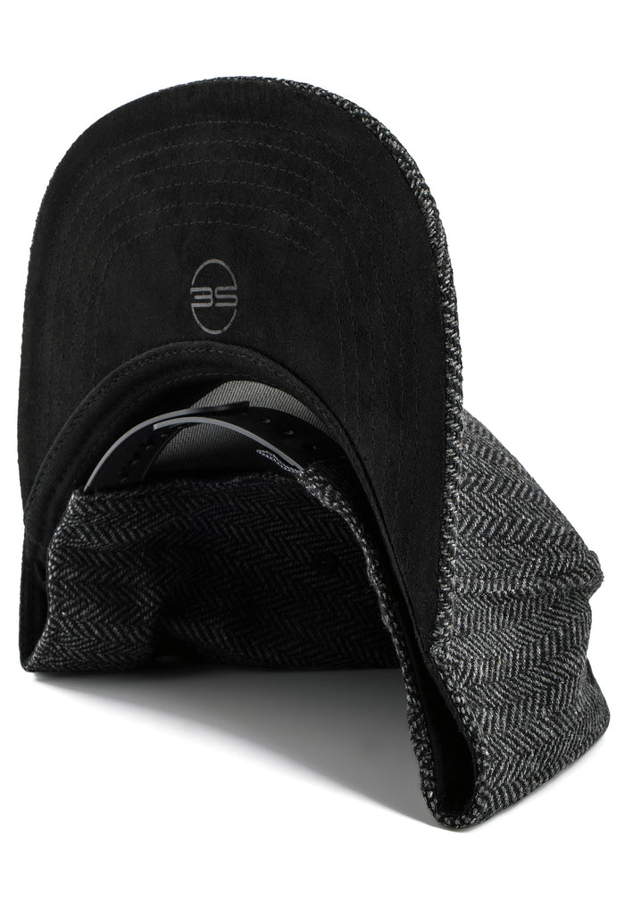 Blackskies-Hyperion-Snapback-Cap-Herringbone-Wool-Black-Grey-Baseball-Hat-Suede-Bottom