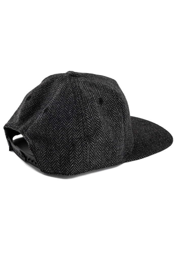 Blackskies-Hyperion-Snapback-Cap-Herringbone-Wool-Black-Grey-Baseball-Hat-Snap-Closure