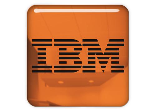 IBM Copper 1"x1" Chrome Effect Domed Case Badge / Sticker Logo