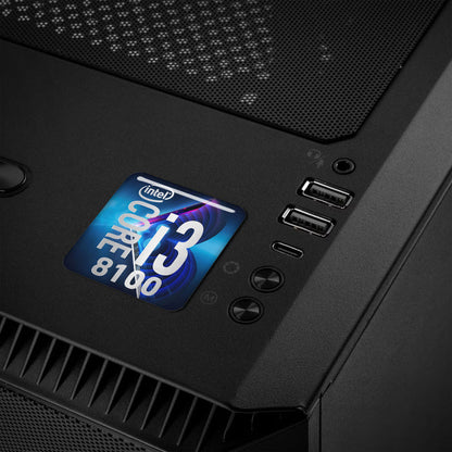 Intel Core i3 8100 1"x1" Chrome Effect Domed Case Badge / Sticker Logo