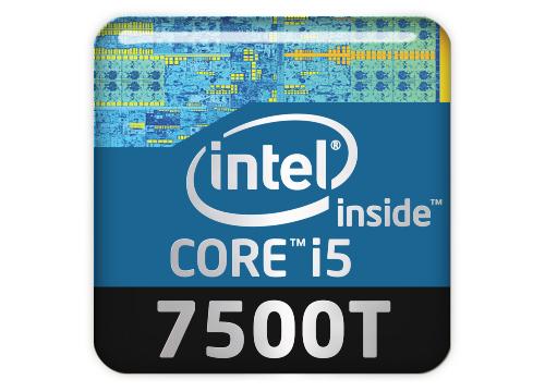 Intel Core i5 7500T 1"x1" Chrome Effect Domed Case Badge / Sticker Logo