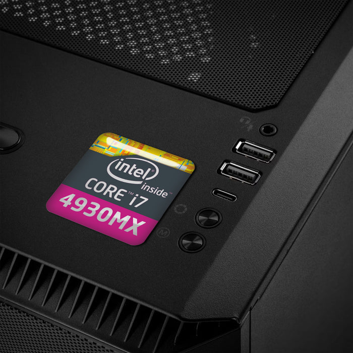 Intel Core i7 4930MX Extreme Edition 1"x1" Chrome Effect Domed Case Badge / Sticker Logo