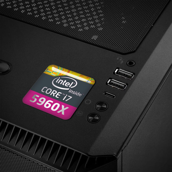 Intel Core i7 5960X Extreme Edition 1"x1" Chrome Effect Domed Case Badge / Sticker Logo