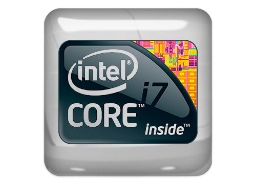 Intel Core i7 Extreme inside Design #1 1"x1" Chrome Effect Domed Case Badge / Sticker Logo