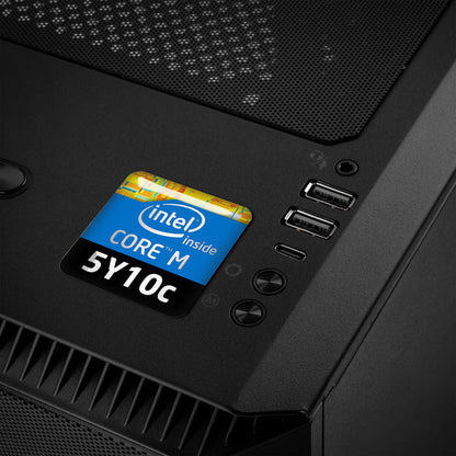 Intel Core M 5Y10c 1"x1" Chrome Effect Domed Case Badge / Sticker Logo