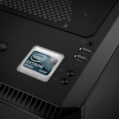 Intel Extreme Board inside 1"x1" Chrome Effect Domed Case Badge / Sticker Logo