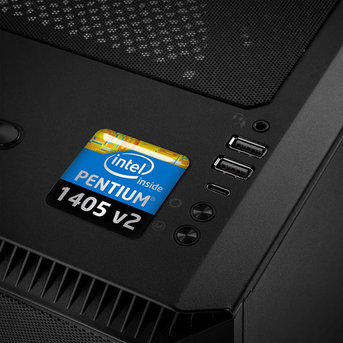 Intel Pentium 1405 v2 1"x1" Chrome Effect Domed Case Badge / Sticker Logo