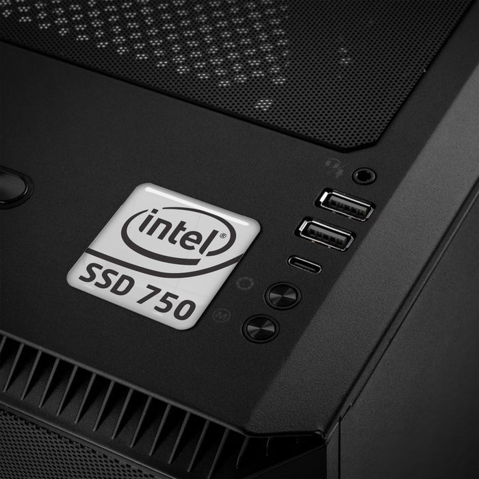 Intel SSD 750 1"x1" Chrome Effect Domed Case Badge / Sticker Logo
