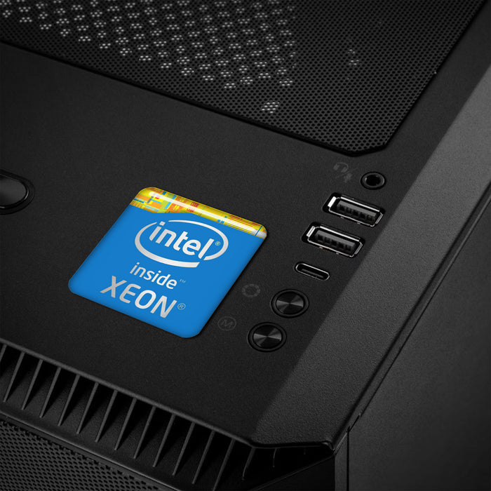 Intel Xeon Inside Blue 1"x1" Chrome Effect Domed Case Badge / Sticker Logo
