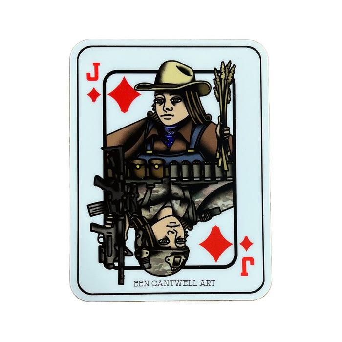 Jack of Diamonds Farmer Infantry Soldier Sticker