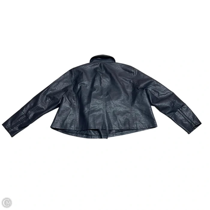 Jacket Moto By Eloquii In Blue, Size: 4x