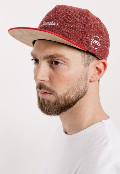 Blackskies-Juneau-Snapback-Cap-Red-Maroon-Wool-Model-Front