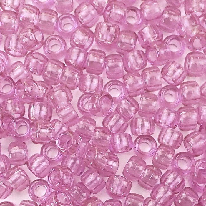 transparent light amethyst purple 6 x 9mm plastic pony beads in bulk