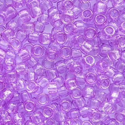 Light Purple Transparent Plastic Pony Beads, 6x9mm, 500 beads