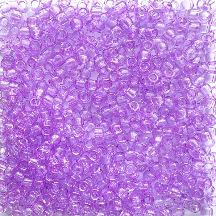 Light Purple Transparent Plastic Pony Beads, 6x9mm, 500 beads