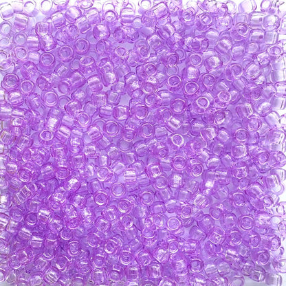 Light Purple Transparent Plastic Pony Beads, 6x9mm, 500 beads