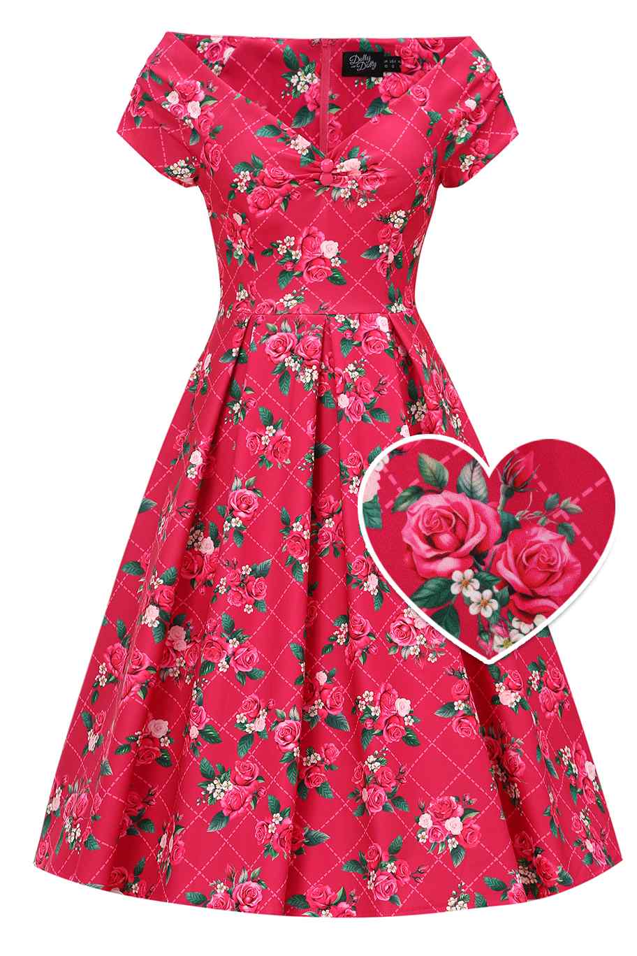 Lily Pink Floral Vine Off Shoulder Dress