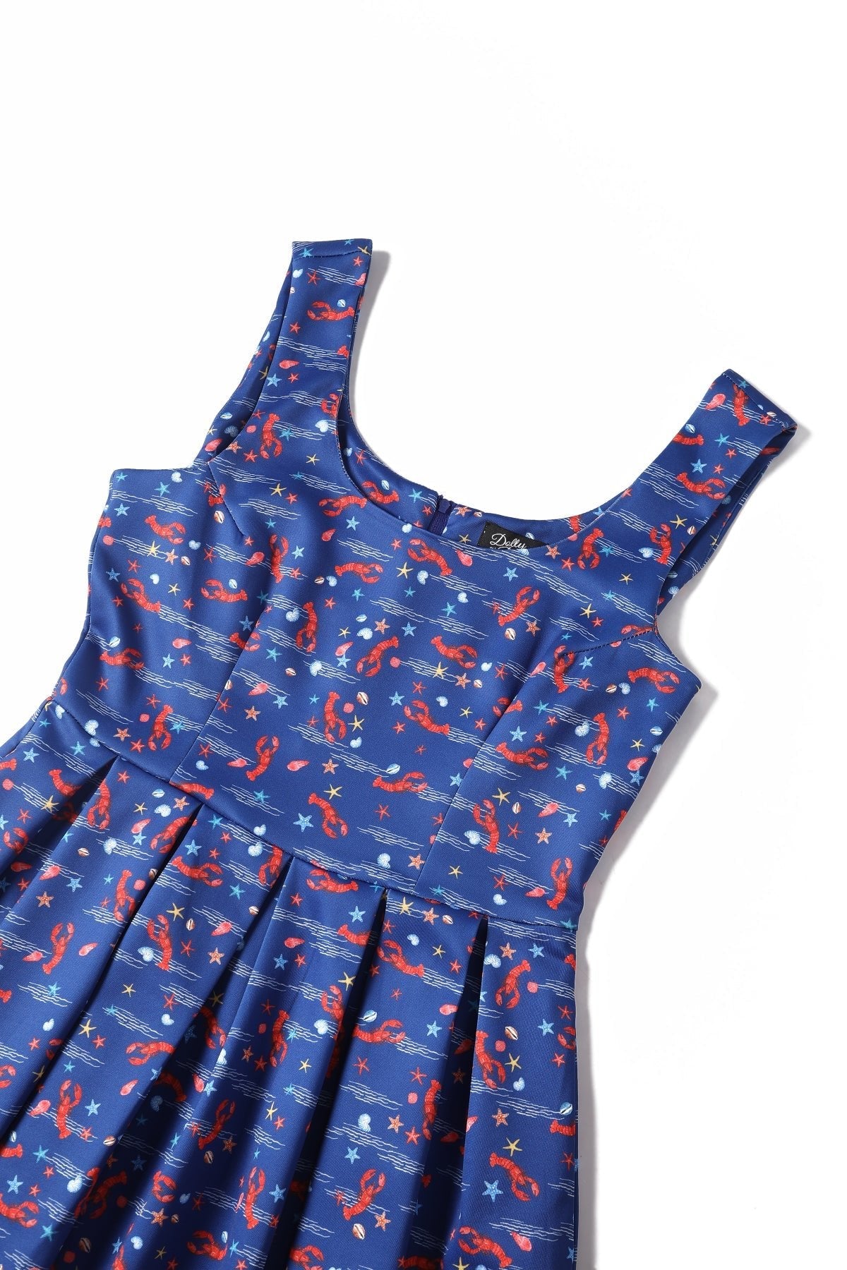 Amanda Lobster Dark Blue Flared Dress