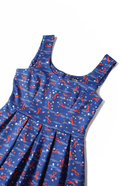 Amanda Lobster Dark Blue Flared Dress