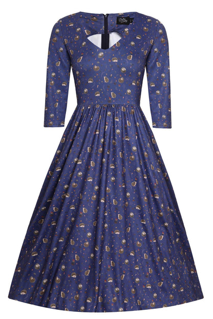 Billie Long Sleeved Purple Hedgehog Dress