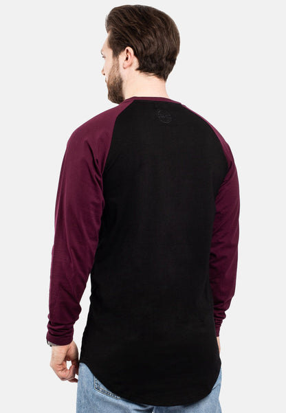 Blackskies-Longline-Baseball-Long-Sleeve-T-Shirt-Black-Maroon-Mens-Long-Tee-Back