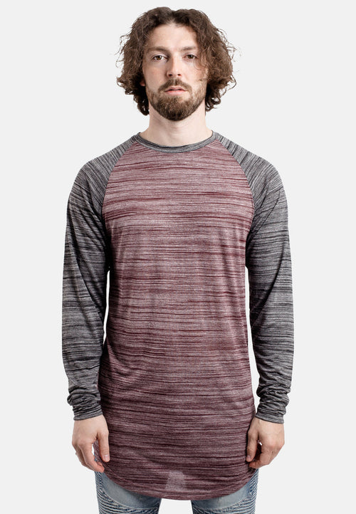 Blackskies-Longline-Baseball-T-Shirt-Maroon-Black-Melange