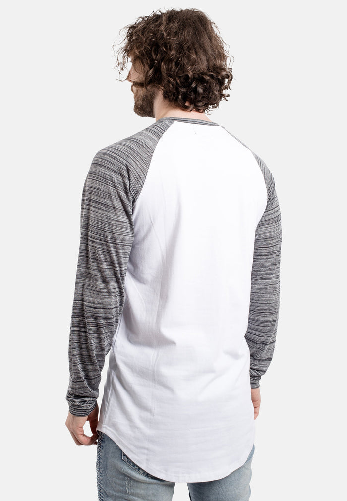 Blackskies-Longline-Baseball-T-Shirt-White-Blue-Melange-Back