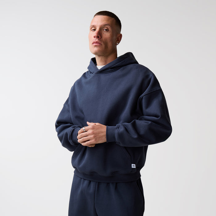 Loose Fit Cropped Hoodie | Navy
