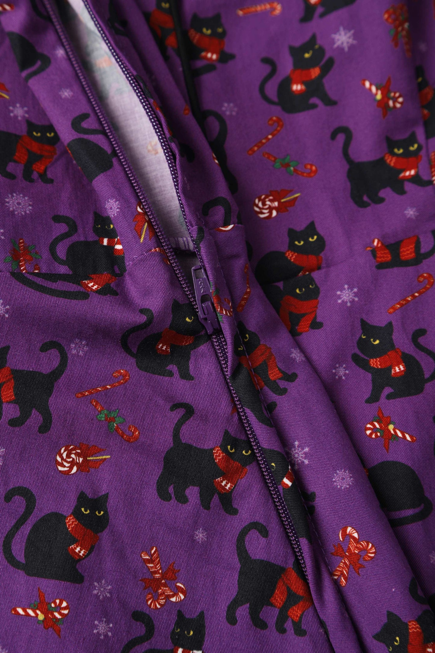 Mabel Festive Cat Shirt Dress In Purple