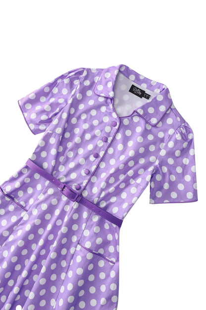 Mabel Lilac Polka Dot Midi Shirt Dress