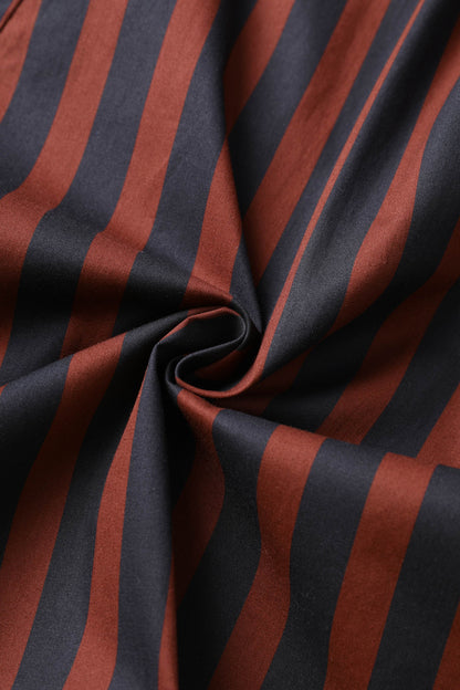 Mabel Rockabilly Striped Shirt Dress In Burgundy