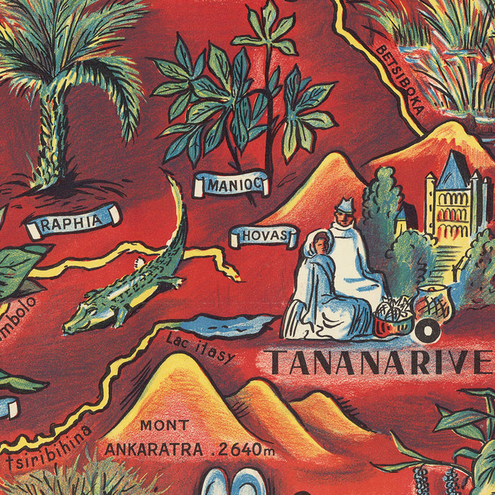 Madagascar Travel Poster: Superficie de l’ïle by Maurice Tranchant de Lunel, 1952