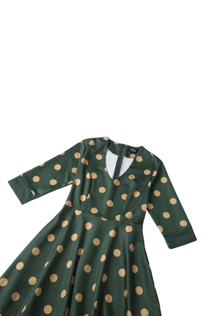 Maria Green Circle Dress With Polka Dots