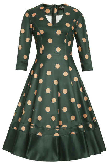 Maria Green Circle Dress With Polka Dots