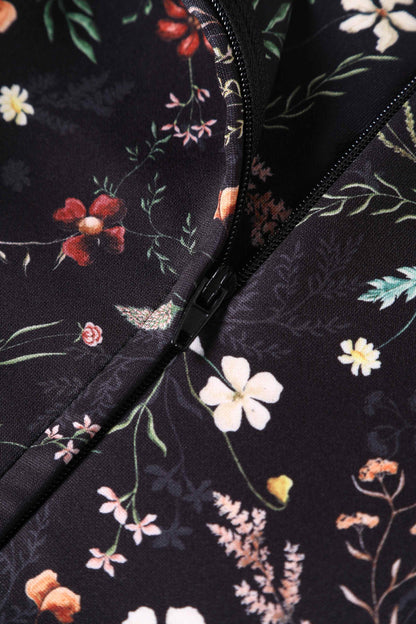 Lily Meadow Floral Black Off Shoulder Dress