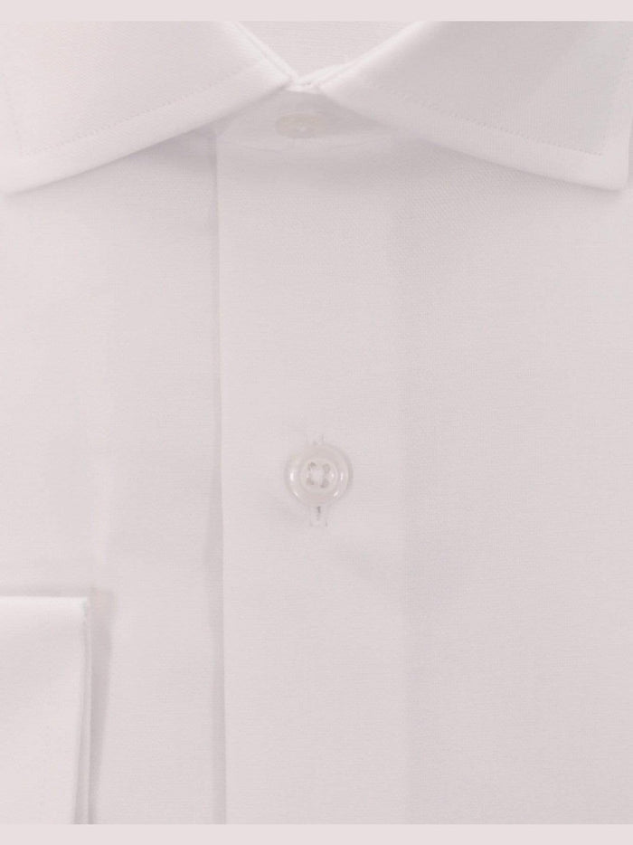 C.L. Shirts SHIRTS Men's Slim Fit Solid White Spread Collar Wrinkle Free 100% Cotton Dress Shirt