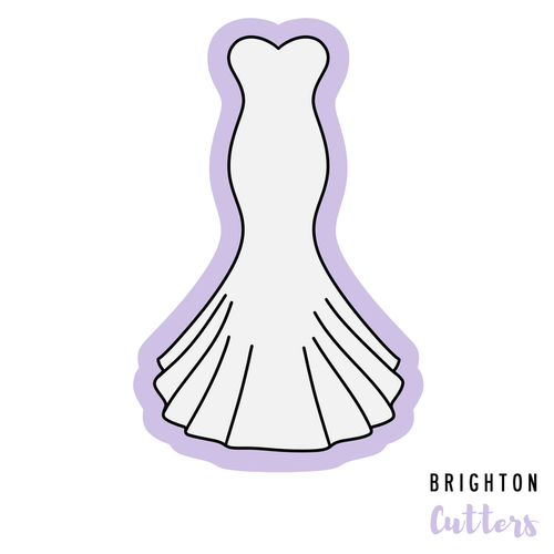 Mermaid Wedding Gown Dress Bride Cookie Cutter