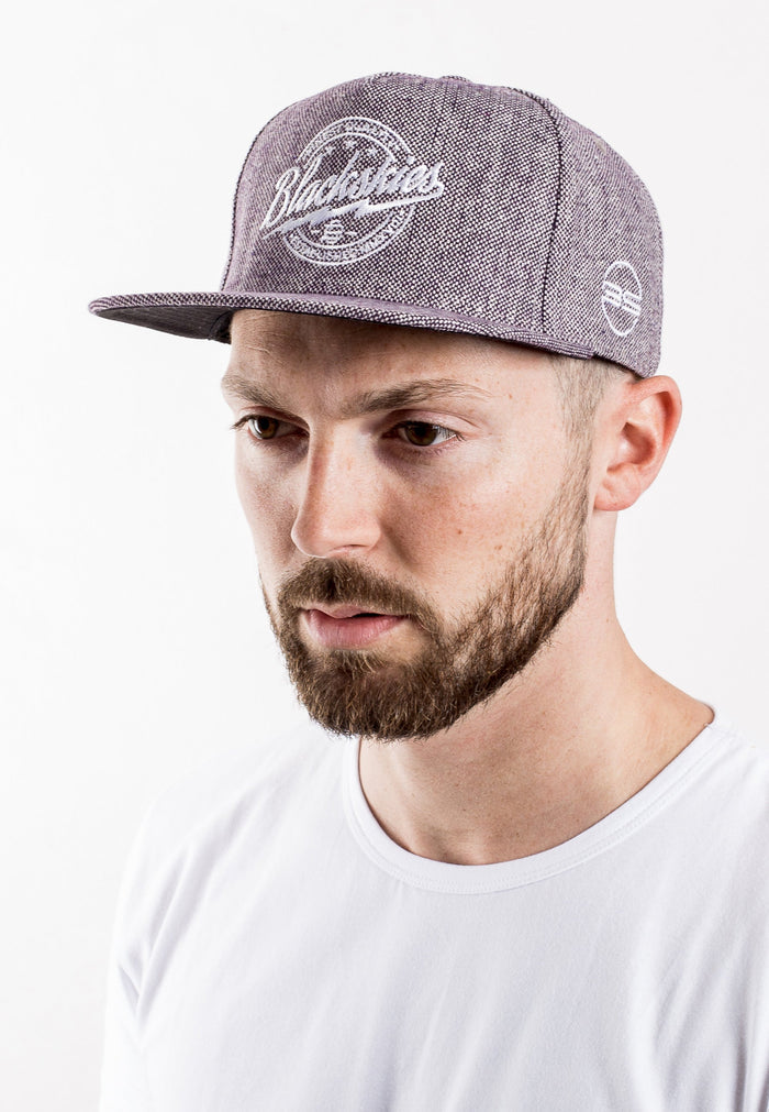 Blackskies-Nebula-Snapback-Cap-Tweed-Baseball-Hat-Violet-Model-1800x2600
