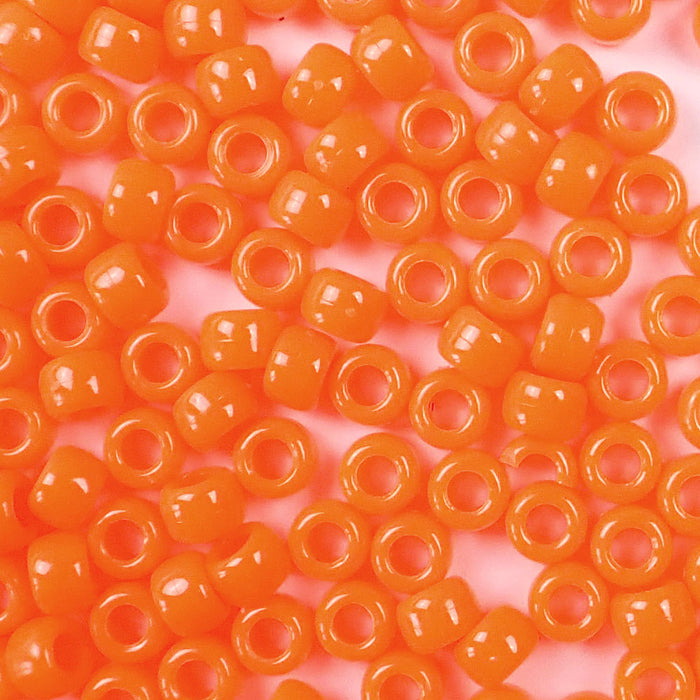neon orange 6 x 9mm plastic pony beads in bulk